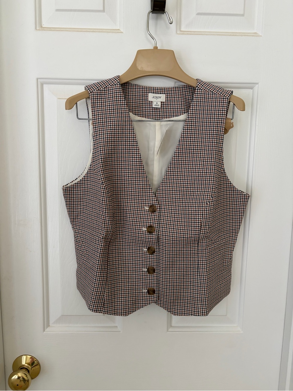 J. Crew Houndstooth Button-Front Vest in Brown, Black & White